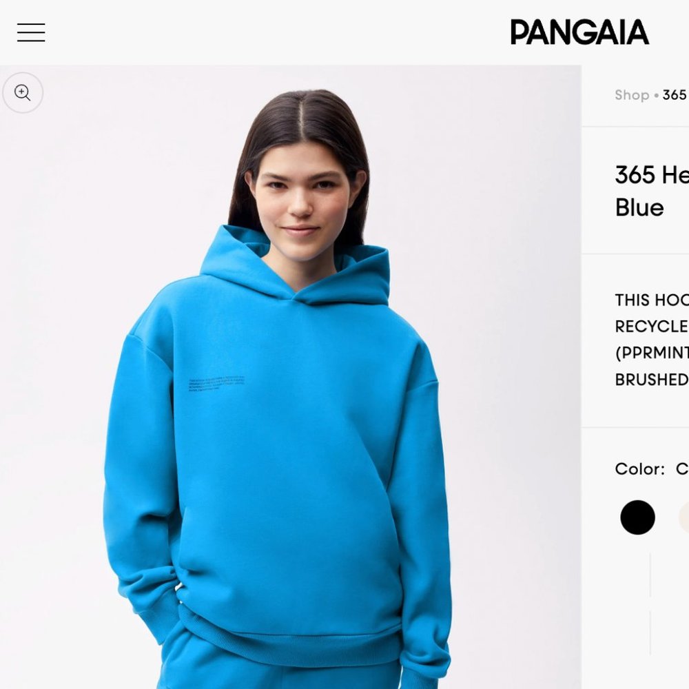 Pangaia Heavyweight Blue Recycled Cotton Hoodie Small